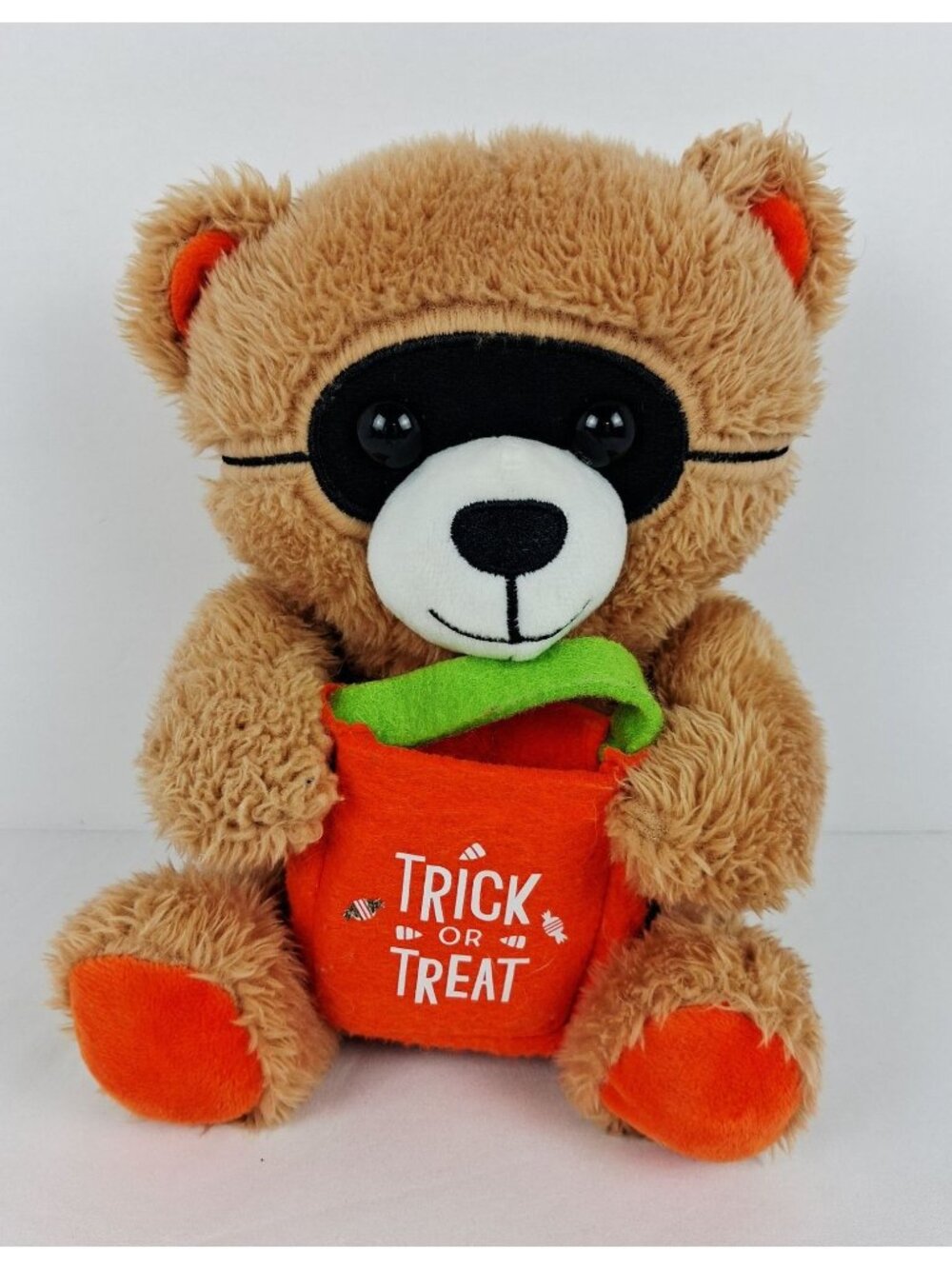Hallmark 2018 Halloween 8" Teddy Bear Plush Trick Or Treat Bag Tan & Orange